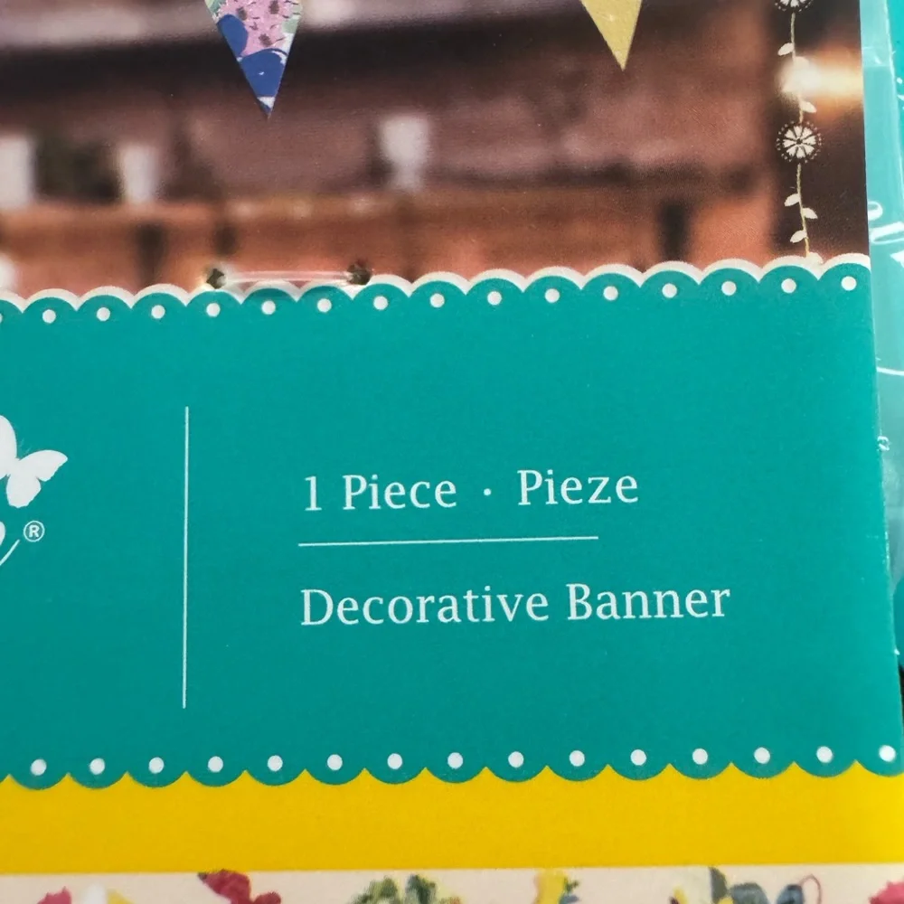 The Pioneer Woman Pink & Yellow Floral Decoratve Banner Cheery Blossoms 6 packs
